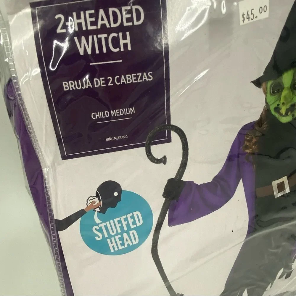Two-Headed Witch Kids Halloween costume Costume - Purple and Black size M